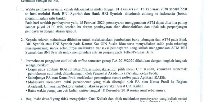 Jadwal Pembayaran Uang Kuliah Tunggal (UKT/SPP) Dan Her Registrasi Bagi ...