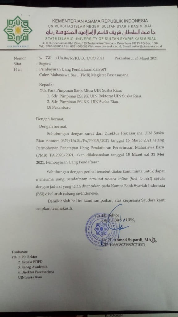 Pembayaran Uang Pendaftaran Dan SPP Calon Mahasiswa Baru Magister ...